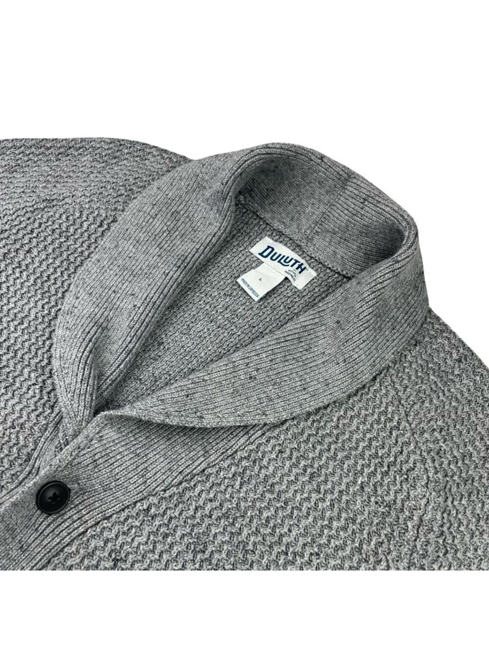 Duluth Men’s 100% Cotton Chunky-Knit Cardigan Sweater Gray • Large